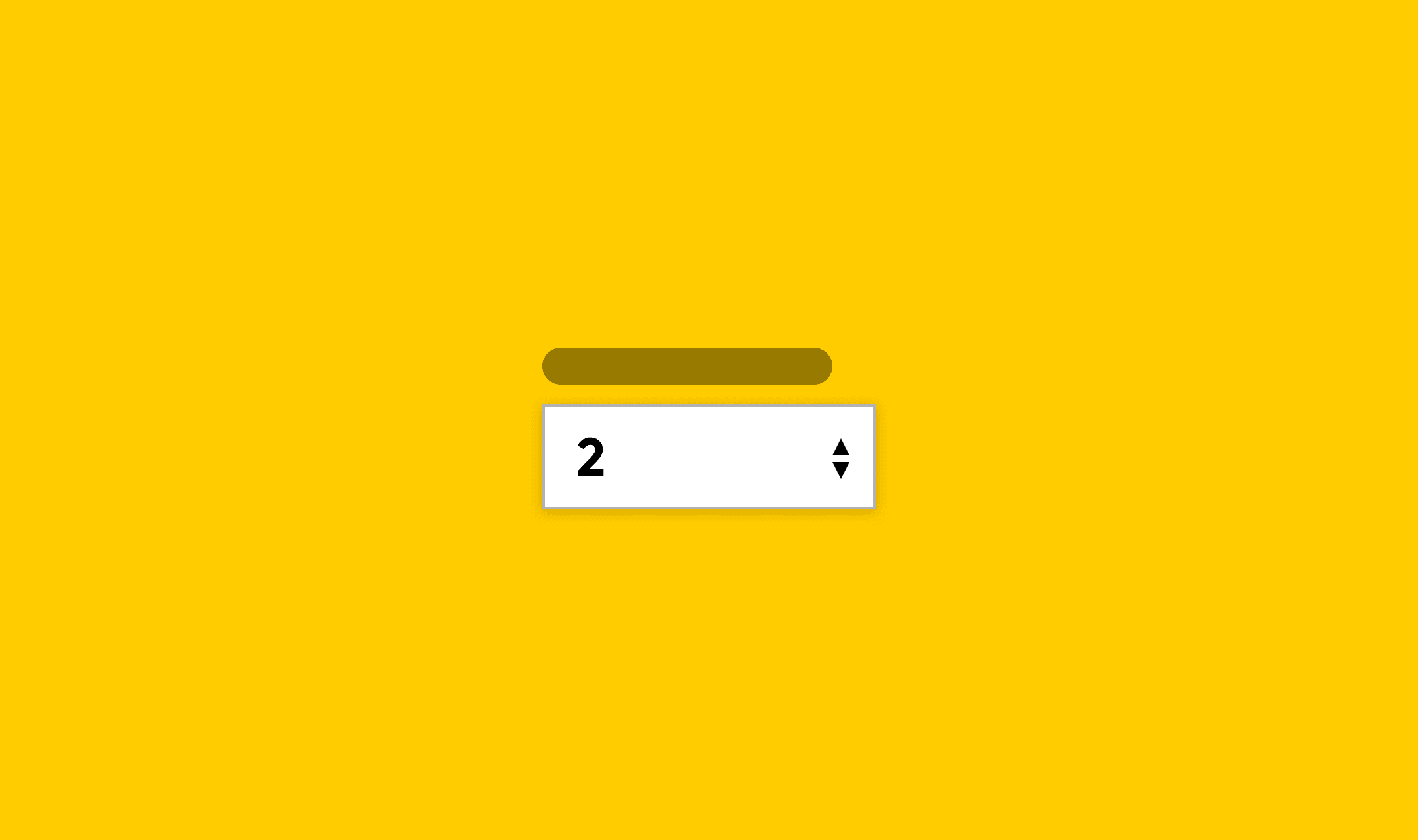 Number stepper input showing the value 2 on a yellow background